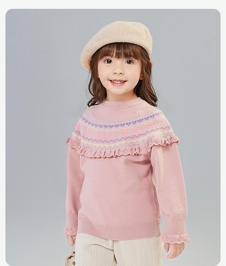 [Retro Ear Ear Edge] Infant and Child Girls' Sweater 24 Autumn/Winter Children's Warm Fashion Thread Shirt Top