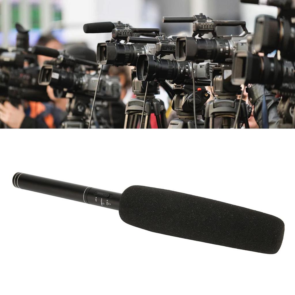 ASHATA Interview Microphone Condenser Hot Shoe Clip Sponge Sleeve DSLR Video iOS Android Cameras