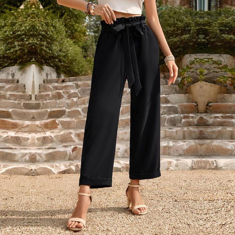 Solid Color Loose Fitting Pants for Women Summer Commuting Temperament Style