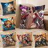 One Piece Straw Hat Pirates Anime Plush Pillow Cover Soft Short Plush Cushion Cover For Sofa Bedroom Home Decor Gift Decoration