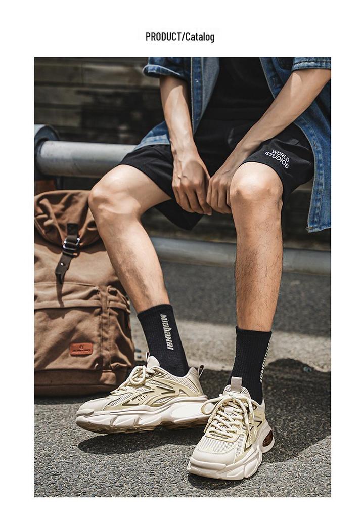 Men's Summer 2025 Breathable Trendy Thick Sole Sneakers - Casual Running Dad Shoes