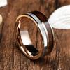 Fashion 8mm Men Gold Color Stainless Steel Abalone Shell Rings Inlay KOA Wood Rings For Men Wedding Engagement Jewelry Gifts
