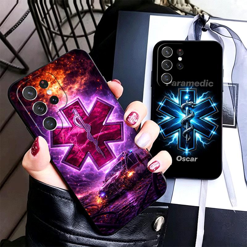 EMT EMS Ambulance Soft Phone Case for Samsung Galaxy S26 S25 Edge S24 Ultra S23 Plus S22 S21 FE S20 Black Cover Back Shell