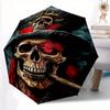 1pc Skulls in Hats Automatic Opening and Closing Umbrella, Lightweight 3-Fold, With Cute Cartoon Characters, Suitable for Home, Outdoor and Daily