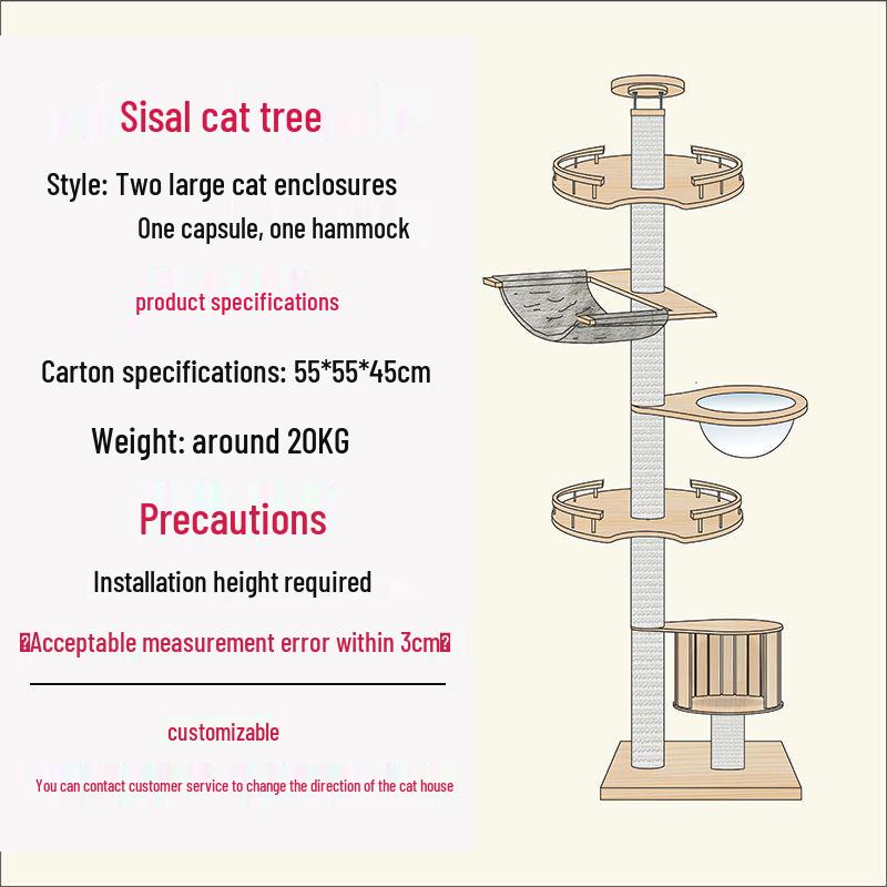 Solid Wood Cat Condo & Bed with Integrated Tree and Space-Saving Design for Large and Small Cats
