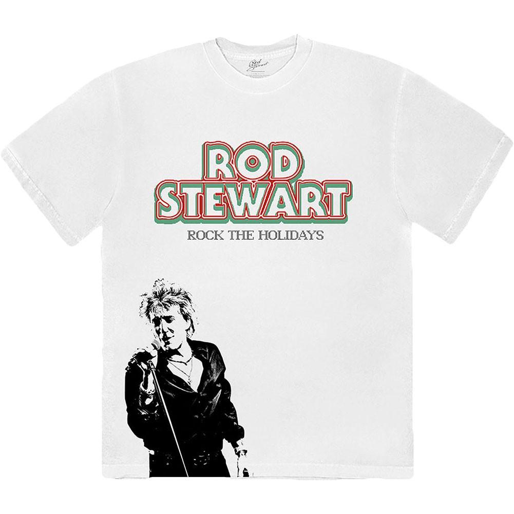 Men s Rod Stewart Rock The Holidays Slim Fit T-shirt Large White XL