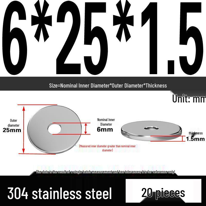 Thickened 304 Stainless Steel Flat Washer Spacer (M2-M36)