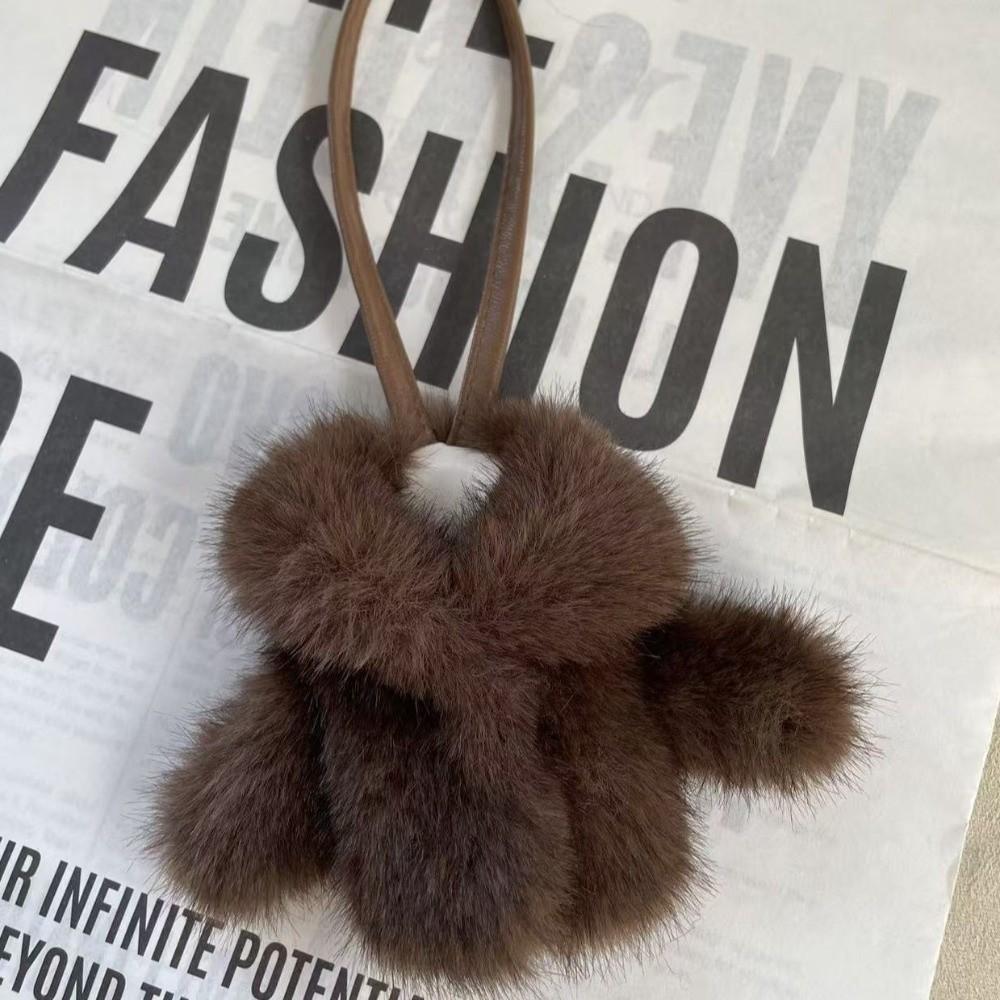 Unique Multipurpose Faux Rabbit Fur Keychain Clothing-Shaped Soft Fluffy Pendant Key Ring Cute Small Size Bag Charm Women