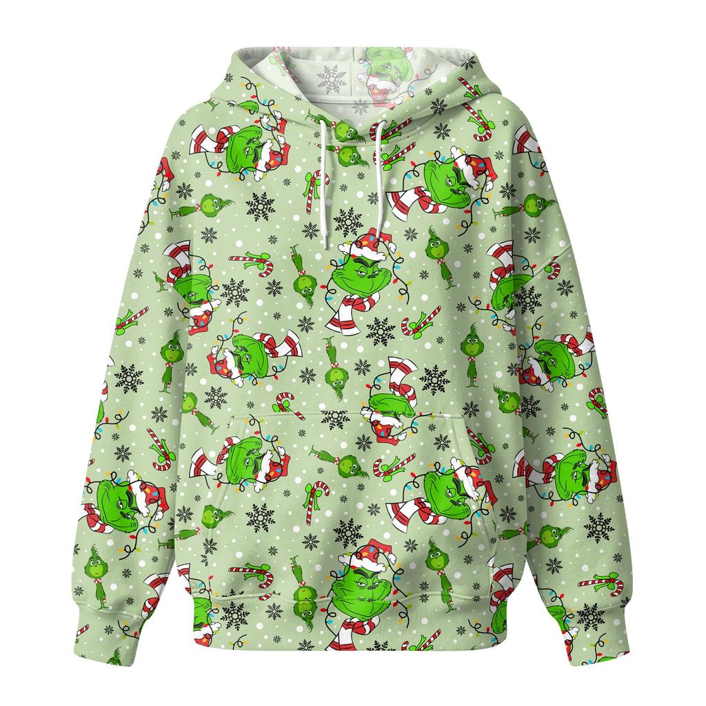 Women's Casual Christmas Print Pullover Hoodie with and Pockets