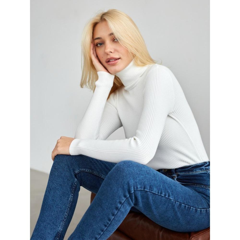 Women's High-Neck Knitted Pullover / Base Layer