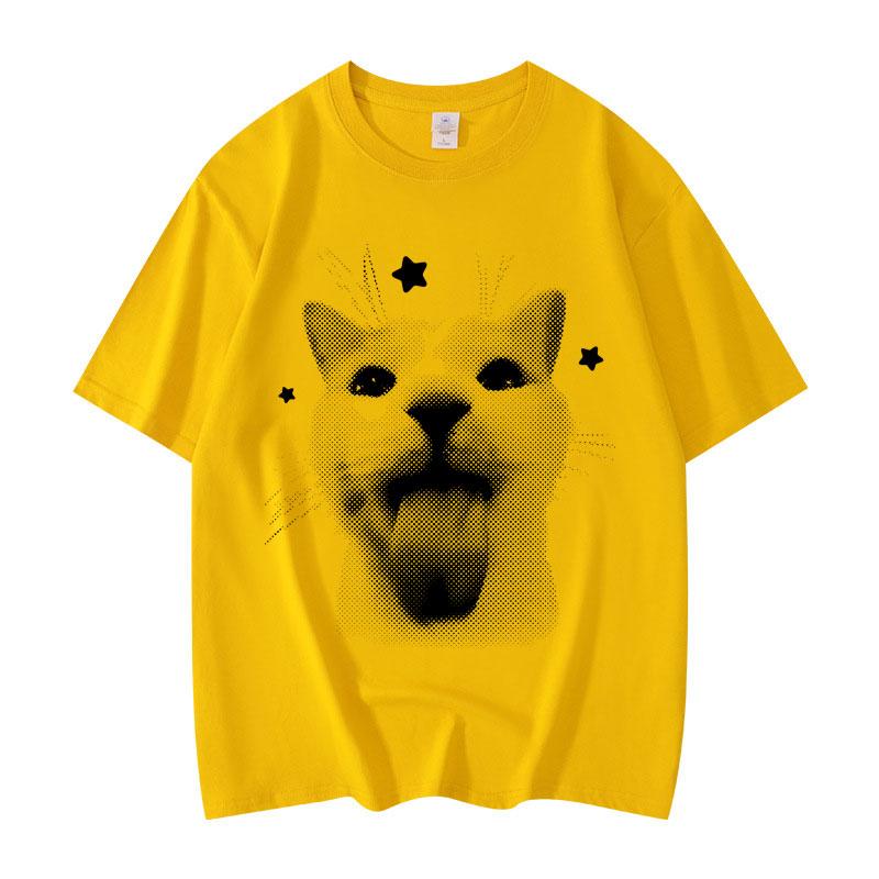 T-shirts Graphiques Meme Chat Drôle Hommes Femmes Vêtements Y2k T-shirts Oversize Tendance Mode Vintage T-shirt Manches Courtes