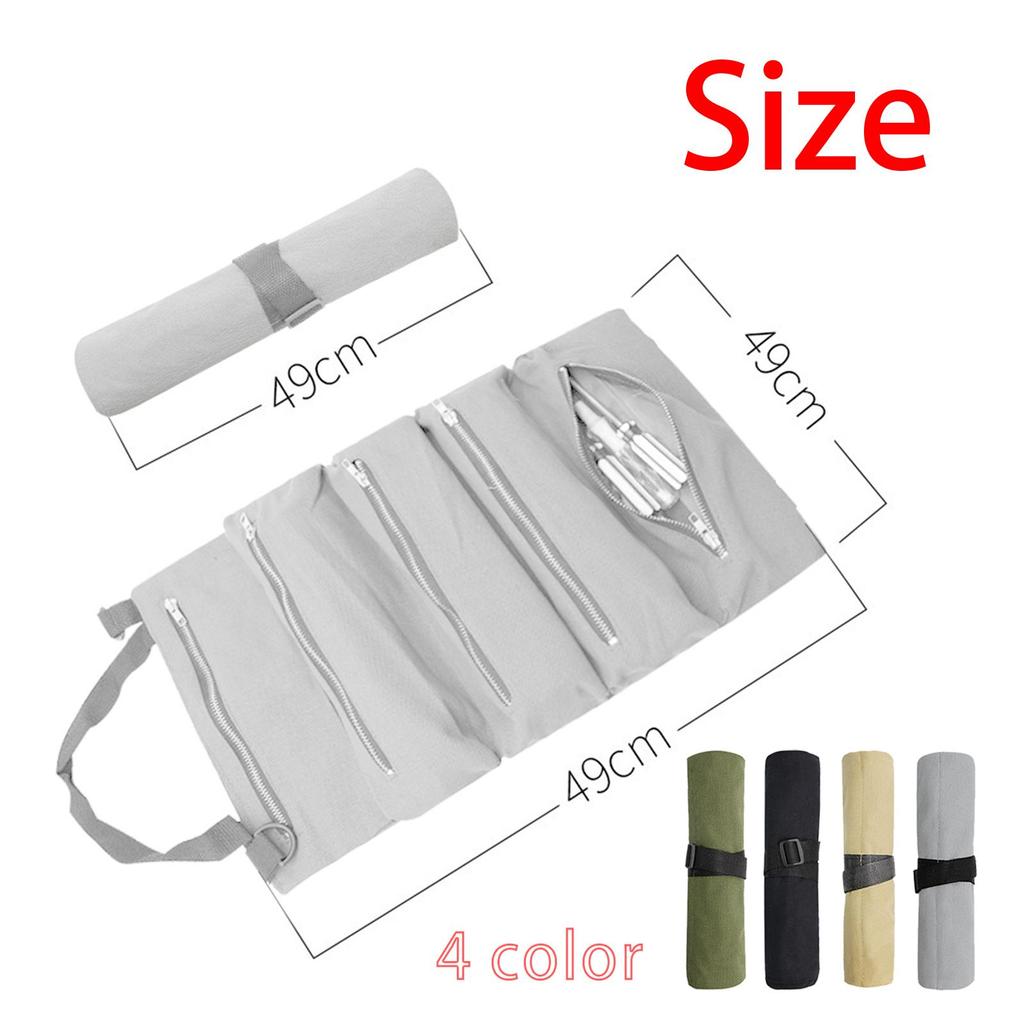 Roll up Tool Bag Wrench Organizer Collapsible Storage Case Heavy Duty Canvas Multipurpose