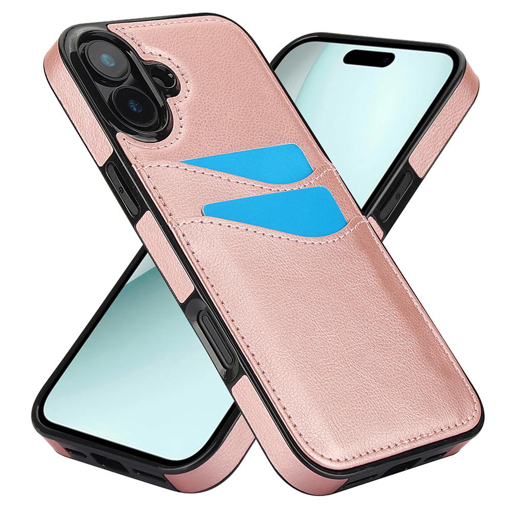 For iPhone 16 Case Card Slot Slim-Fit PU+TPU Mobile Cover