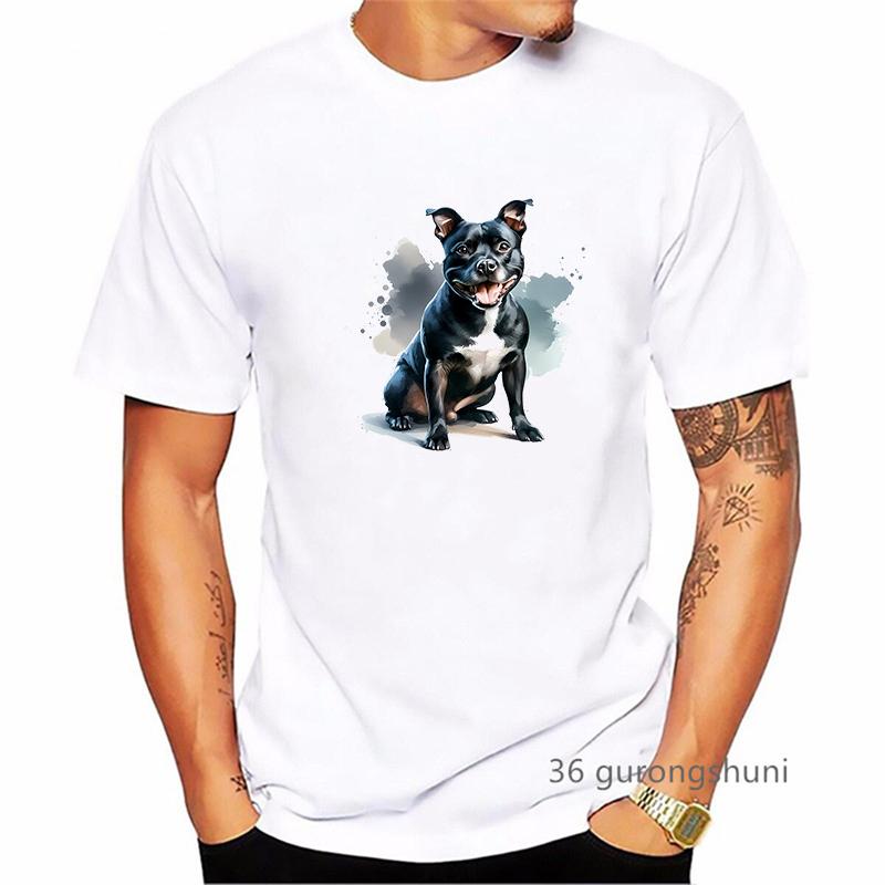 Staffordshire Bull Terrier Dog Animal Printed T Shirt MenS Clothing Summer Fashion Tops Tee Shirt Homme Harajuku Shirt