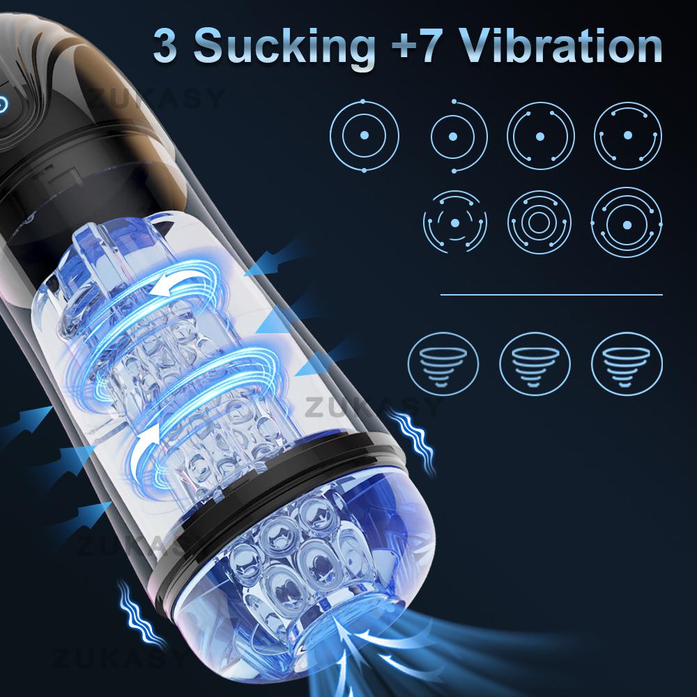 Male Masturbator Cup Transparent Automatic Vacuum Sucking Vibrating Mastubator Sex Toys Blowjob machine Vagina Masturbation