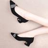 Fashion temperament rhinestone shallow mouth single shoes women's middle heel 2025 autumn new fashion versatile pointed thick heel high heels