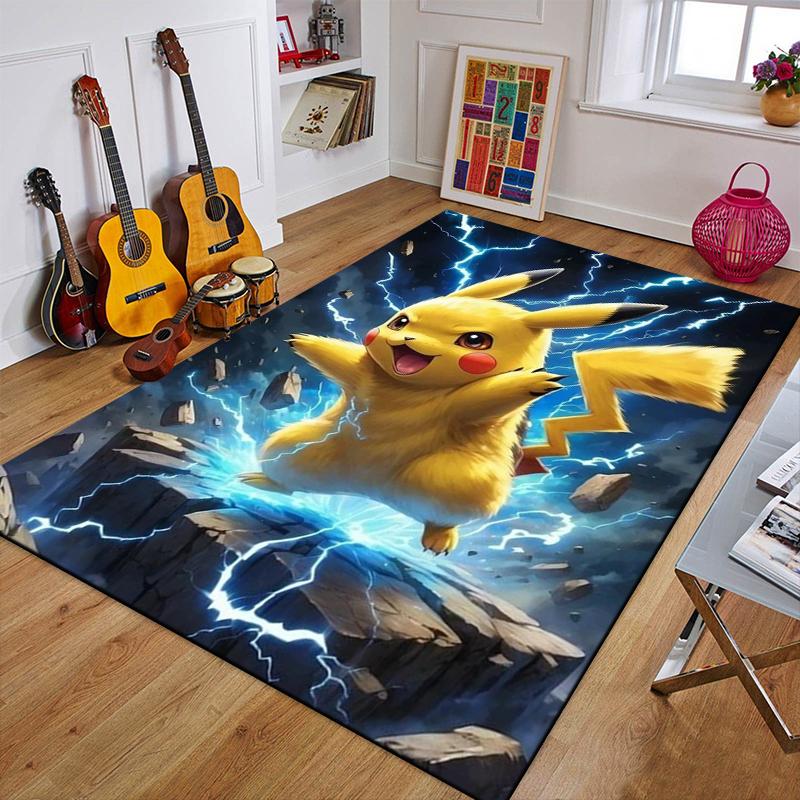 Cartoon Pokemon Anime 3D Carpet Rug for Home Living Room Bedroom Sofa Doormat Decor,Child Play Area Rug Non-slip Floor Mat Gifts