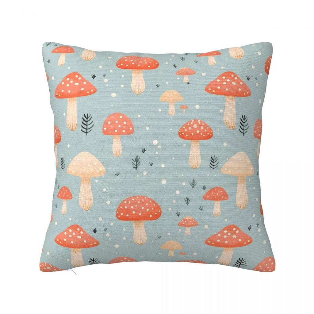 Mushroom Cartoon Pillow Case Forest Plant Cushion Cover Novelty Zippered Decorative Throw Pillow Case Cover for Living Room