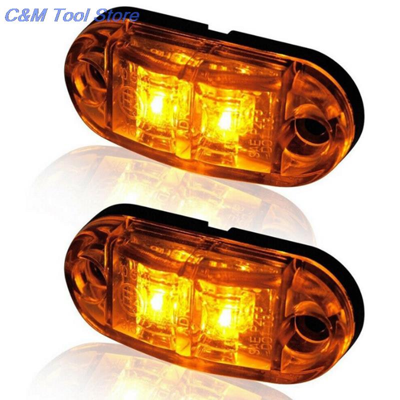 10pcs Universal 12V 24V Warning Light LED Side Marker Light Lamp Orange White Red LED Side Marker Lamp for Cars Truck Trailer