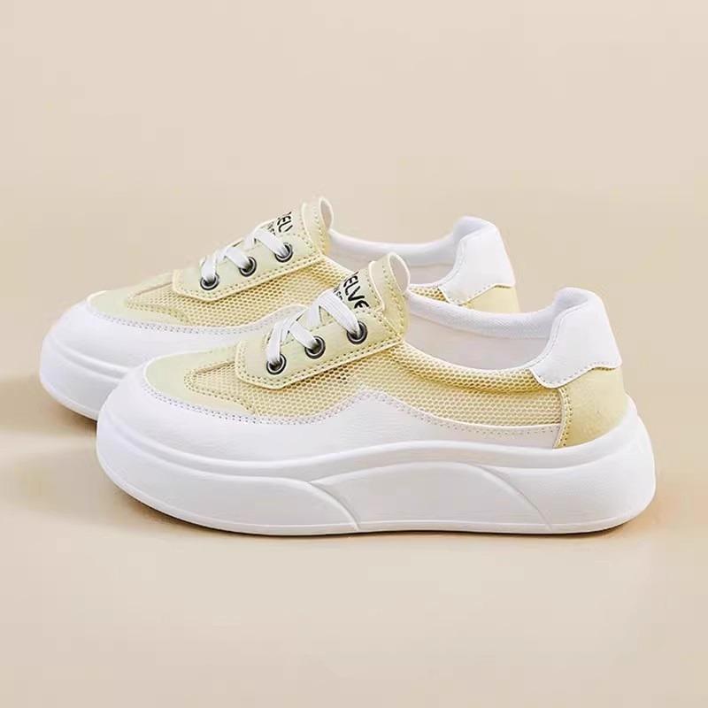 Women's Shoes High-value Thick-soled White Shoes 2025 Spring New Versatile Shoes Ins Trendy Mesh Breathable Board Shoes