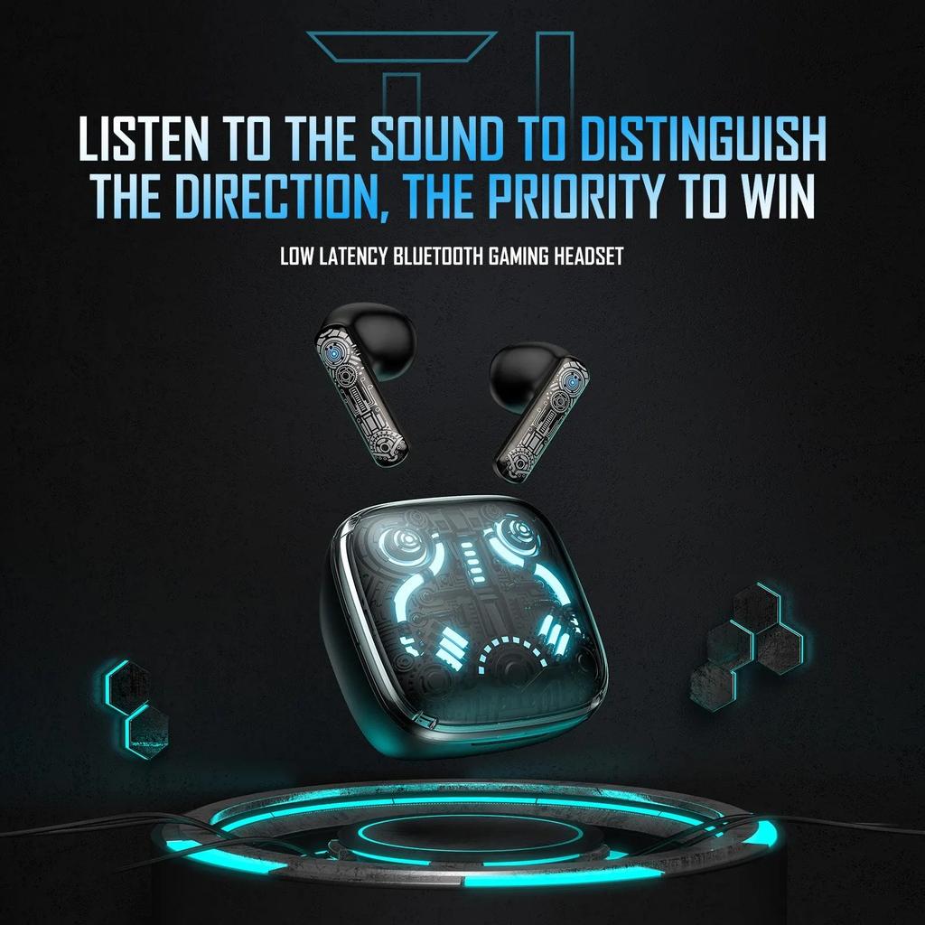 ONIKUMA T1 TWS Wireless Gaming Headphones, Headphones with RGB Touch Control, Four Light Modes, Dual Microphone, ENC Call Noise Cancellation