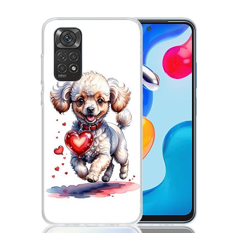 Lovely Puppy Heart Dogs Phone Case For Xiaomi Redmi Note 15 14 13 12S 12 Pro Plus 11S 11E 11 11T 10S 10 Art Soft Pattern Cover R
