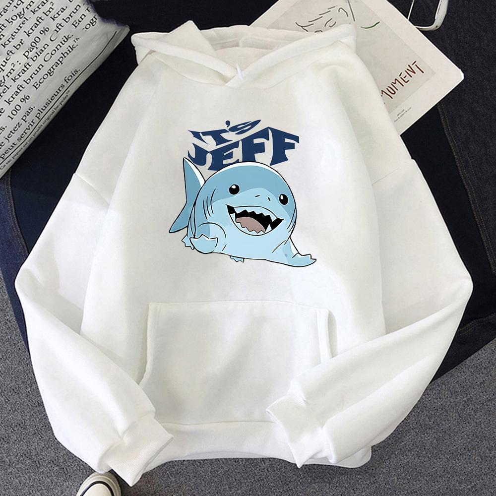 

Толстовки Jeff The Landshark З Мультяшним Принтом Аніме Харадзюку Каваї Худі З Капюшоном Флісовий Одяг Молетон Повсякденні Пуловери S білий