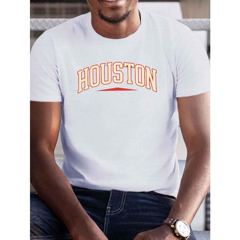 

European Size [Plus Size Houston Tee] Plus Size Graphic Tee - HOUSTON Casual & Trendy Short Sleeve Shirt, Breathable Cotton, Machine Washable S белый