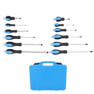 12PCS Magnet Screwdriver Set Heavy Duty High Torsion 6 Cross Head and 6 Flat Head for Home Workshop