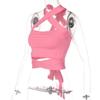 Cross Halter Women Tank Crop Top Hollow Out Bandage Backless Slim Sexy Female Vest 2023 Summer Fashion Ladies Pink Ladies Corset