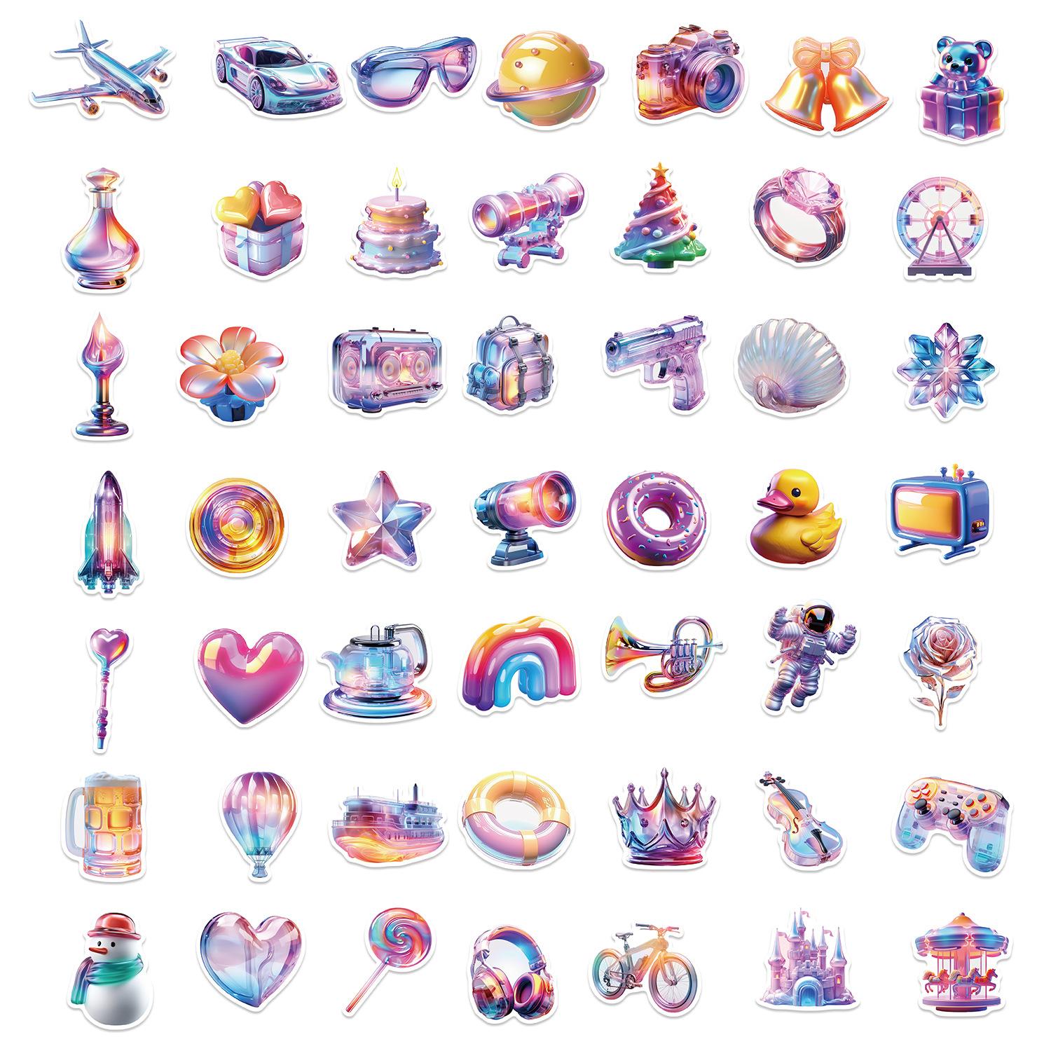 

50 Мультяшных 3D Наклеек-Дудлов с Подарками, Гитарой, для Блокнота, Чемодана, Сделай Сам, Водонепроницаемые Наклейки