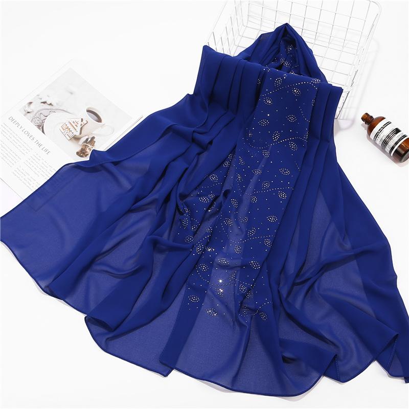 Women Chiffon Scarf Hijabs For Women Leaf Diamond Crystal Scarf Hijab Shawls Wraps Muslim Fashion Hijab Scarf Ramadan Shawl