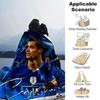 Cristiano Ronaldo Retro Blue Jersey Print Flannel Blanket Soft Warm Throw Blanket Football Fan Sofa Bed Decor