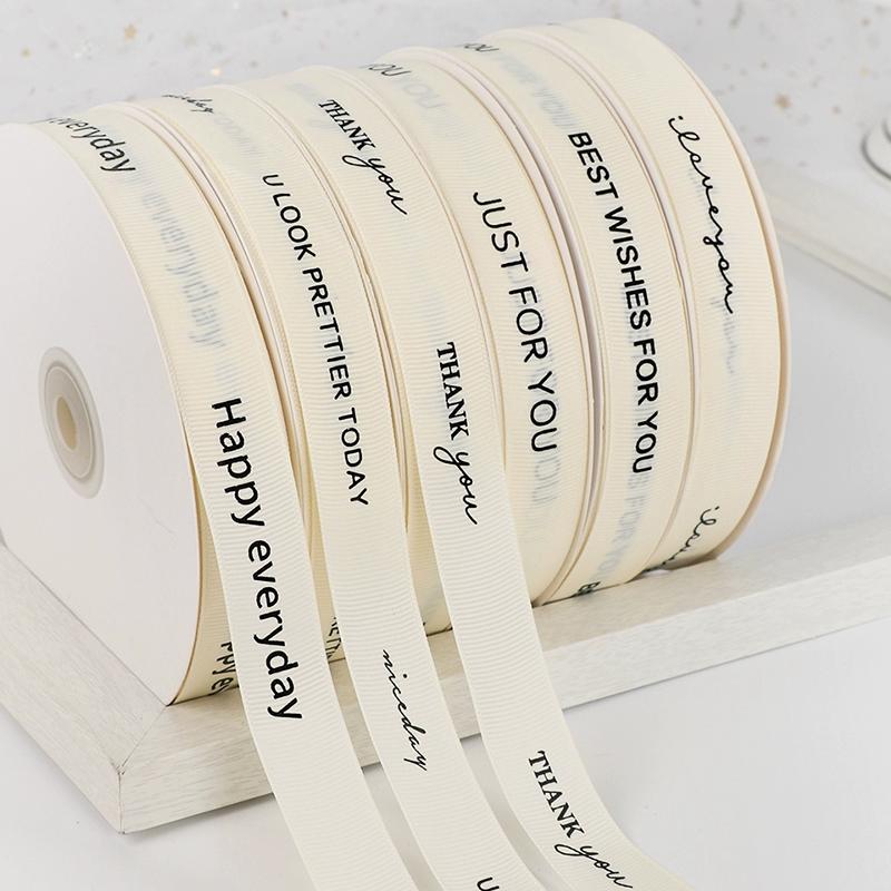Custom Colorful Satin Ribbons With Sublimation Printed Brand Name Logo Roll Gifts Tapes Wedding Christmas Decoration белый