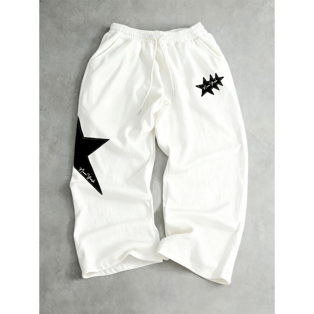 Quick Dry Trousers Summer Big Star Graphic Print Loose Wide Leg Streetwear New York Letter Casual Long Pants