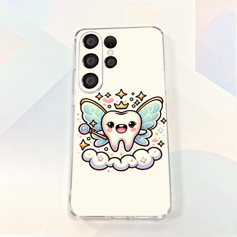 

Cartoon Teeth Dentist Cute For Samsung A30,71,51,S9,10,20,Ultra,FE,Lite, S22,23,21,PIus,Transparent, Silicone Phone Case SamsungS25plus