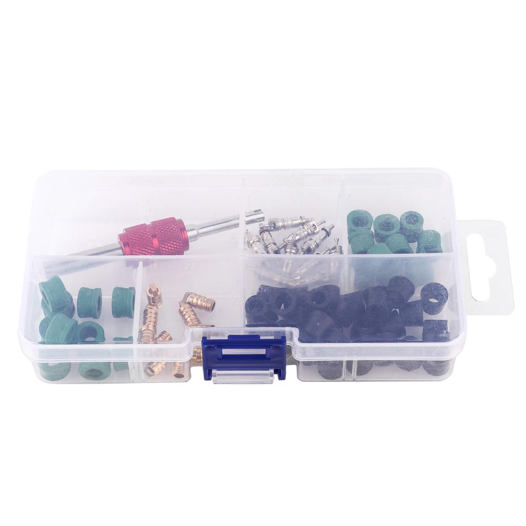 71pcs Air Condition Repair Kit  Repair Tool 10pcs Valve Cores 50pcs Hose Gaskets 10pc Valves