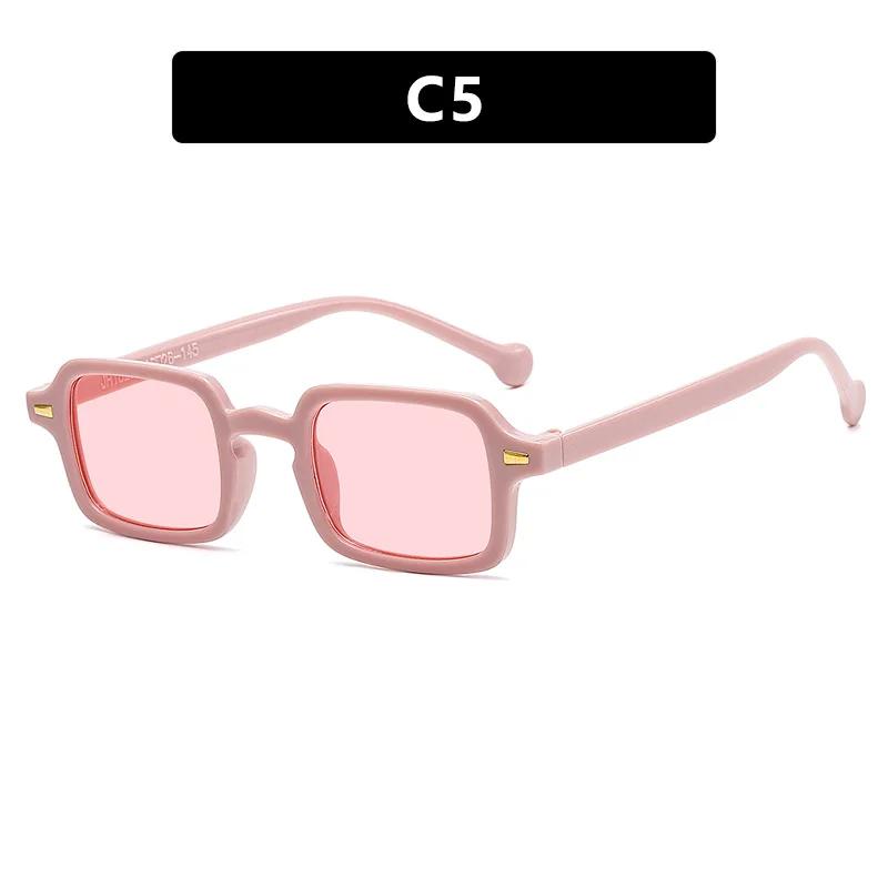 Fashion Square Sunglasses Women Anti-glare Retro Rivets Decoration Rectangle Shades UV400 Men Leopard Blue Sports Sunglasses