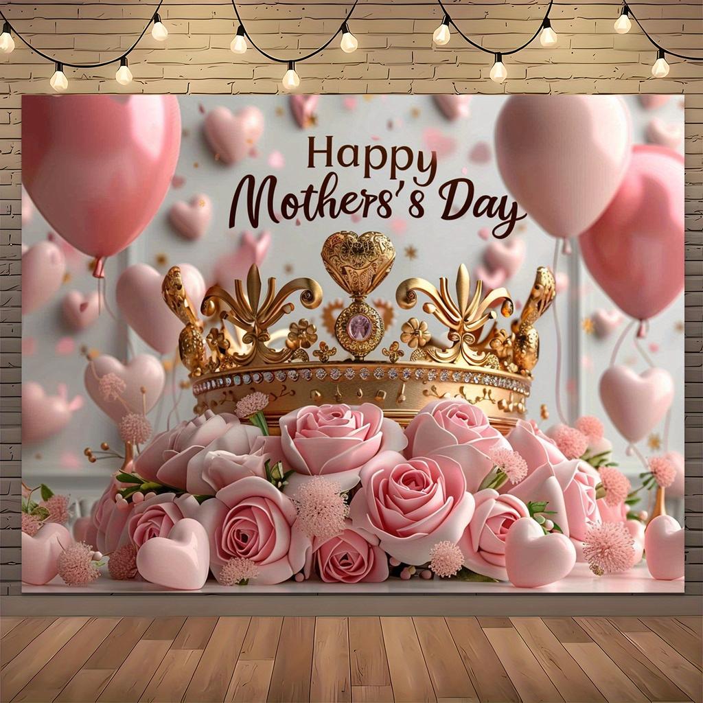 Pink floral balloons romantic mother's day customizable banner background birthday party decoration holiday celebrationbackgroud