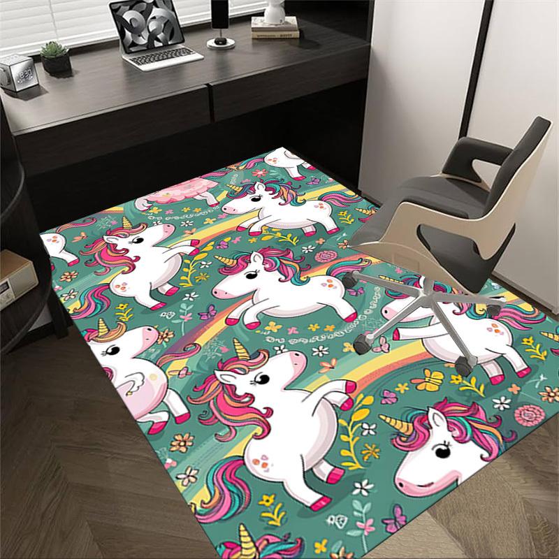 

1PC Unicorns Flowers Non-Slip Floor Carpet Compatible for Office&Living Room&Bedroom&Dining room - Flat-Weave Machine-O321 60cm by 90cm