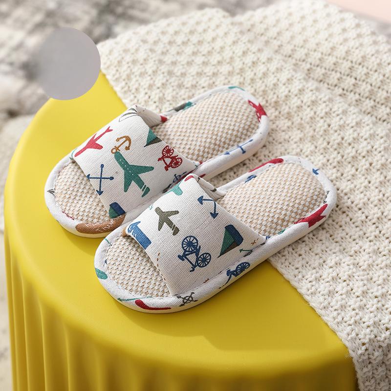 New Linen Shoes, Slippers, Children's Simple and Indoor Anti-slip