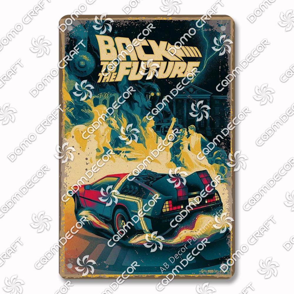 Classic Science Fiction Film Metal Tin Sign, Back to the Future Movie Poster Metal Plates, Cinema Club Cafe Bar Home Wall Decor
