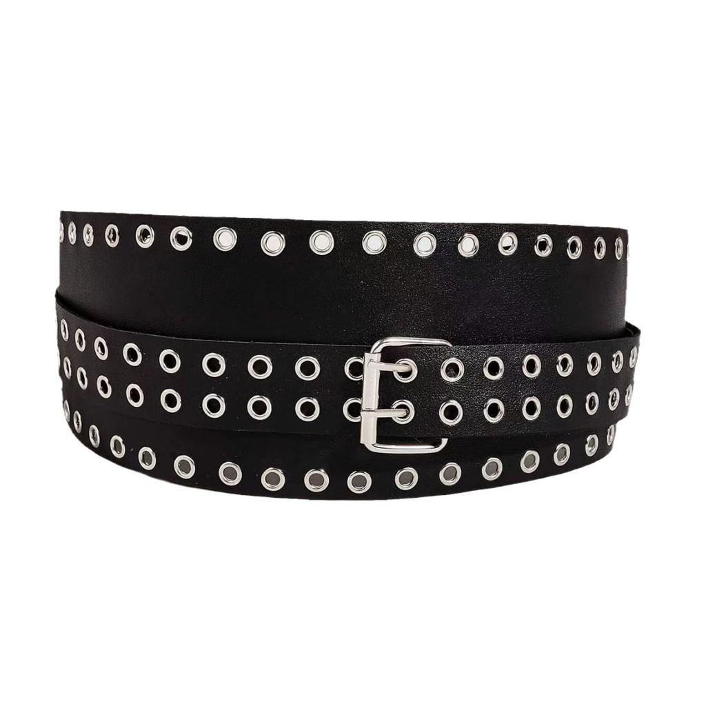 Row Buttonhole Double Extended Womens Waistband Elastic Decoration Dress