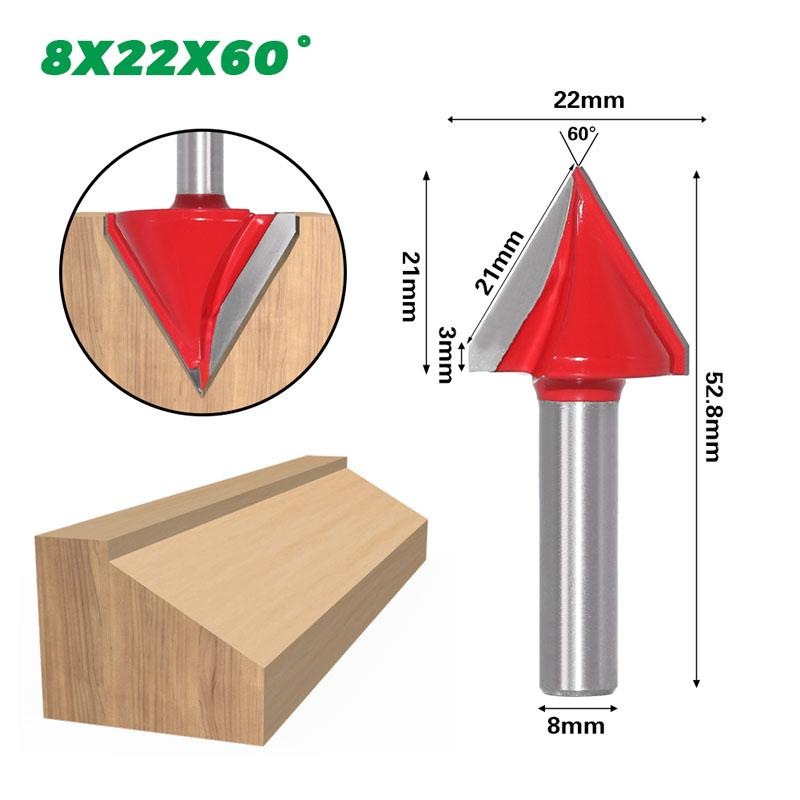 1pc 8mm Shank 60 90 120 150 Degrees V Groove Wood Router Bit Solid Carbide End Mill Woodworking Tools