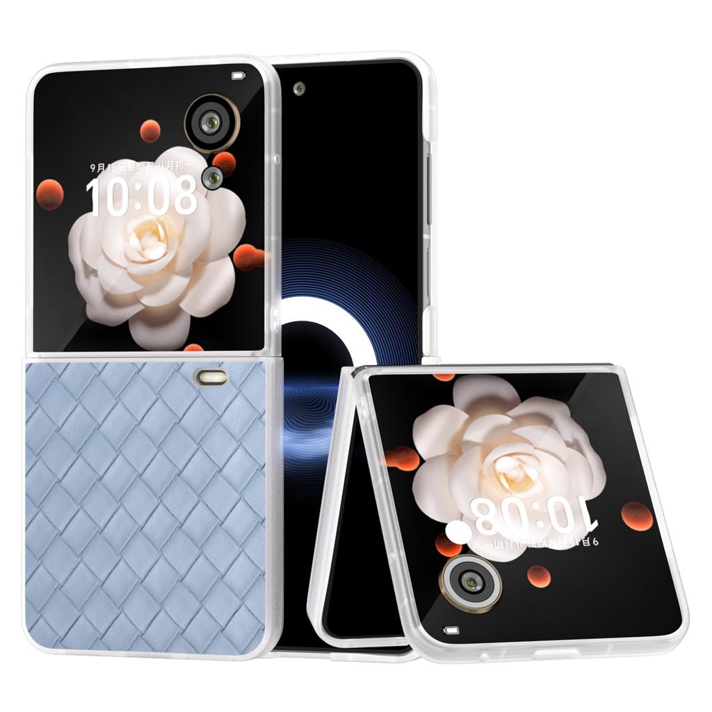 For Honor Magic V Flip 5G Case Woven Texture Matte Edge Leather+PC Phone Cover