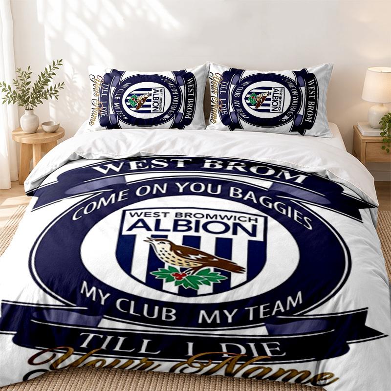 Albion FC Custom Name 3pc set Perfect for bedroom use Comfortable bedding set includes a duvet cover and two pillowcases Ideal birthday or Christmas g