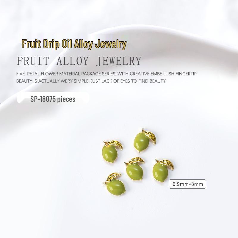 

Fruit Series Metal Nail Charms: Lemon, Lime & Apple Drip Oil DIY Decorations (Set of 5)