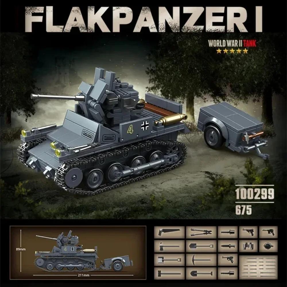Carro armato leggero tedesco della Seconda Guerra Mondiale PZ.KPFW.38(T)Mattoncini da Costruzione Carro Armato Serie Militare WW2 Set Modello Mattoncini Giocattoli per Bambini Regali