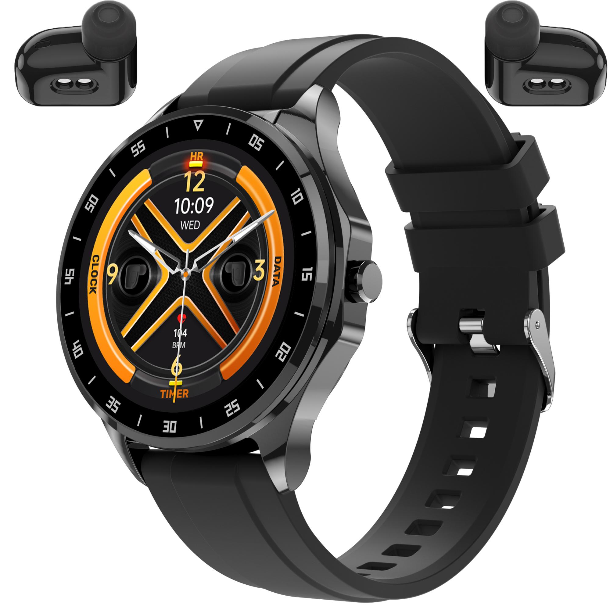 

New TWS Noise Reduction Headset Blue Tooth Call Smartwatch Heart Rate Sports Waterproof Headphone Watches 2 In 1 Smart Watch NFC чорний