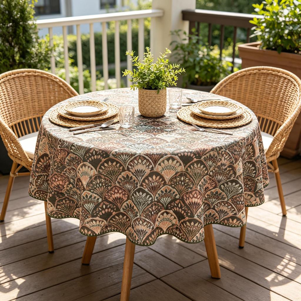 Home Kitchen Dining Room Decoration Modern Style Cotton Round Tablecloth